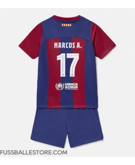 Günstige Barcelona Marcos Alonso #17 Heimtrikotsatz Kinder 2023-24 Kurzarm (+ Kurze Hosen)